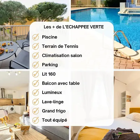 L'echappee Verte - T2 - Confort -piscine - Tennis- Parking - Climatisation - Sudsejourconciergerie Διαμέρισμα